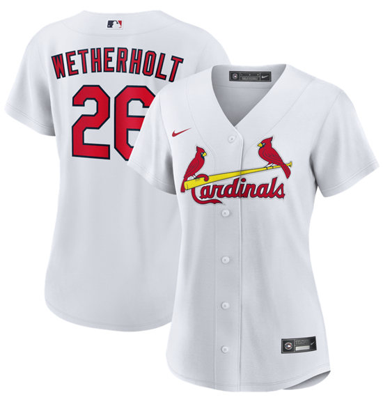 Women's St. Louis Cardinals #26 JJ Wetherholt White Stitched Baseball Jersey(Run Small) Women's St. Louis Cardinals #26 JJ Wetherholt White Stitched Baseball Jersey(Run Small)